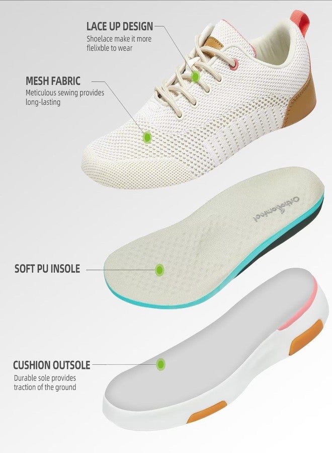 OrthoComfoot Women's Orthopedic Walking Shoes for Plantar Fasciitis: Arch Support Sneakers for Standing - Foot Pain Relief, Breathable Mesh Fabric Sneakers Ultralight Beige Size 7 - Image 5